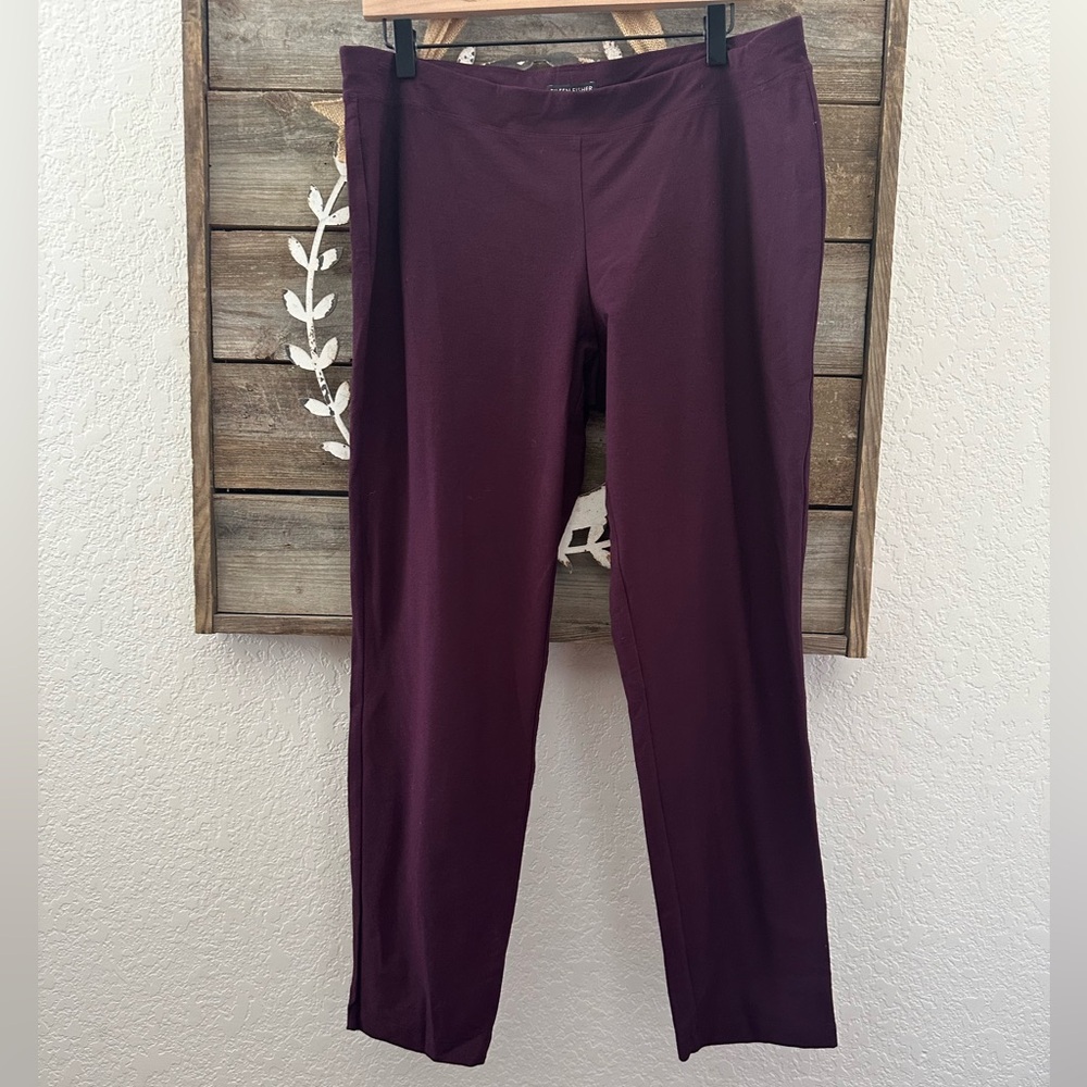 Eileen fisher Washable Stretch crepe Purple Pants ladies Large NWT